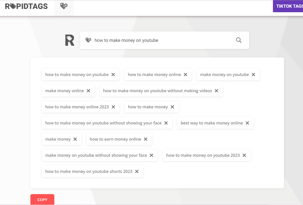 生成主题标签：rapidtags.io